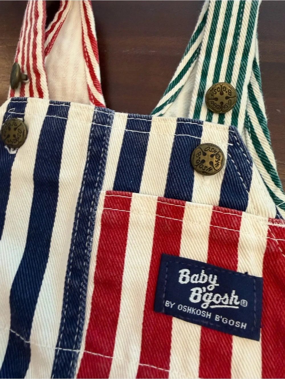 Vtg OshKosh Cotton Stripe Overalls Denim Blue/White Engineer Made USA